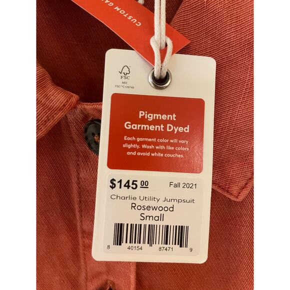 NEW Marine Layer Charlie Utility Long Sleeve Jumpsuit Rosewood Size Small - Picture 10 of 12